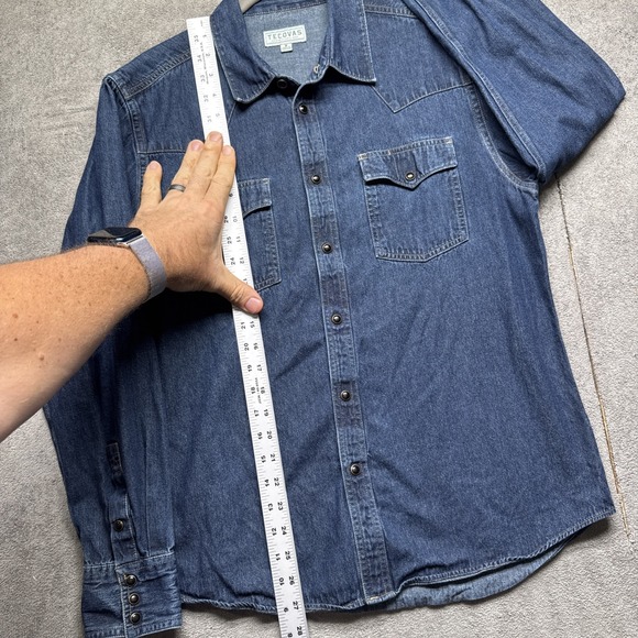 Tecovas Men's Denim Western Pearl Snap Shirt Blue Long Sleeve Cowboy Medium - Picture 4 of 6